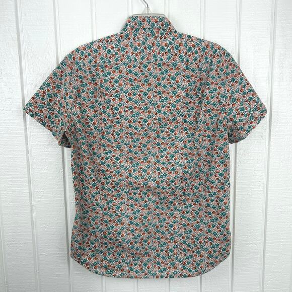 J.Crew Men Short Sleeve Flex Wash Button Shirt Preppy Colorful Green Size Medium - Picture 6 of 7